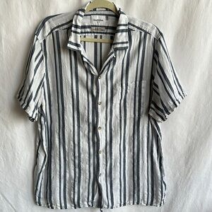 Goodfellow & Co. white/navy vertical stripe shirt, size XL